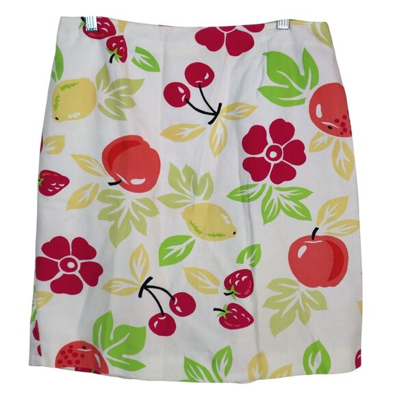 Talbots Dresses & Skirts - Talbots Cotton Mini Skirt 10 Fruit Berry Flowers Summer Vacation Cherry Apple
